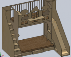 創意兒童滑梯床（SolidWorks設計，提供Sldprt/Sldasm格式）